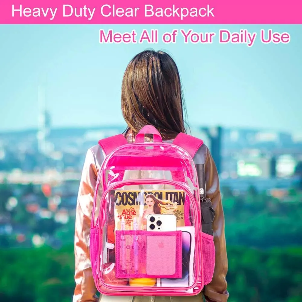 gxtvo Clear Backpack, Heavy Duty Transparent Bookbag, See Through Backpacks for Women Men