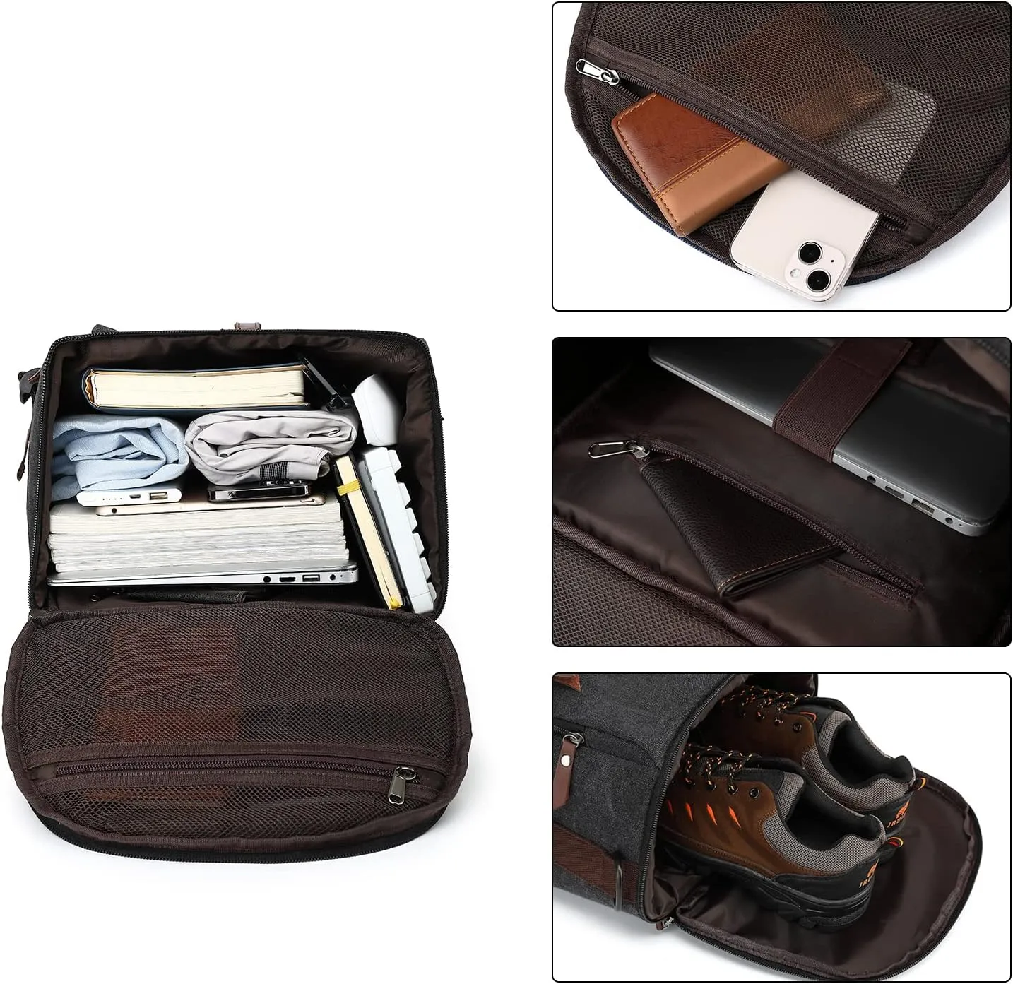 Gym Duffle Bag Backpack 4-Way Vintage canvas with Shoes Compartment for travel Sport Hiking laptop (Vintage grey) “X-Large