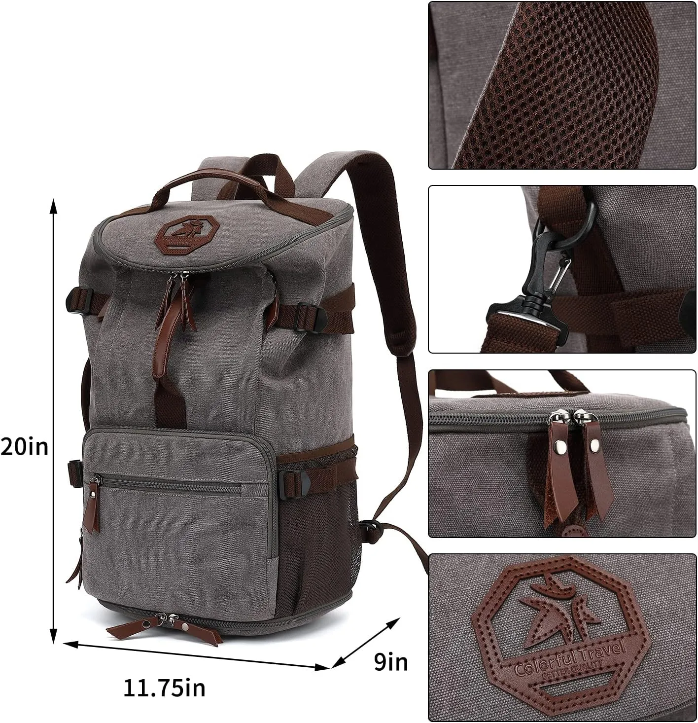 Gym Duffle Bag Backpack 4-Way Vintage canvas with Shoes Compartment for travel Sport Hiking laptop (Vintage grey) “X-Large