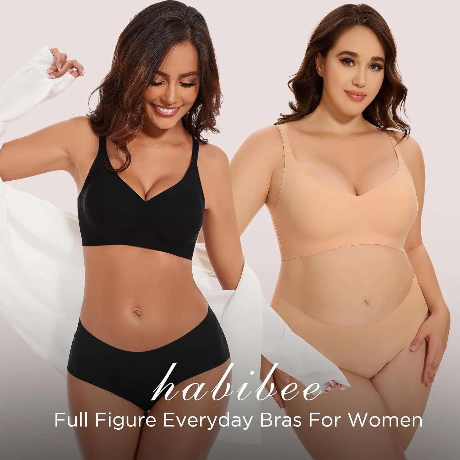 habibee Bra for Women No Underwire Comfort Seamless Bras Push Up Wireless Bras Full Coverage Bralettes, Bra Extender