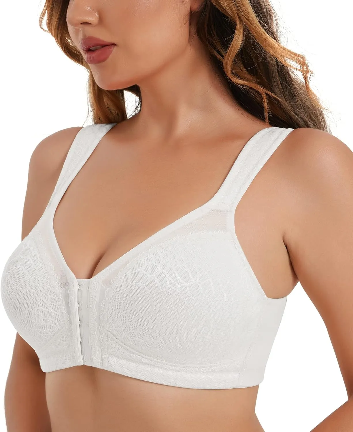 HACI Front Closure Posture Bra Back Support Unpadded Wireless Support Everyday