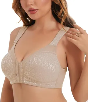 HACI Front Closure Posture Bra Back Support Unpadded Wireless Support Everyday