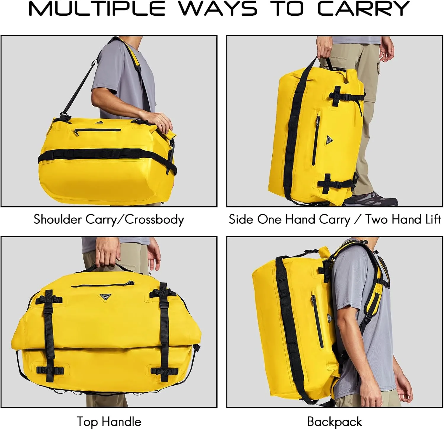 Haimont Large Waterproof Duffel Backpack Roll-Top Heavy Duty Dry Duffle Bag for Boating, Travel, Motorcycle, Kayaking, Camping, 60L