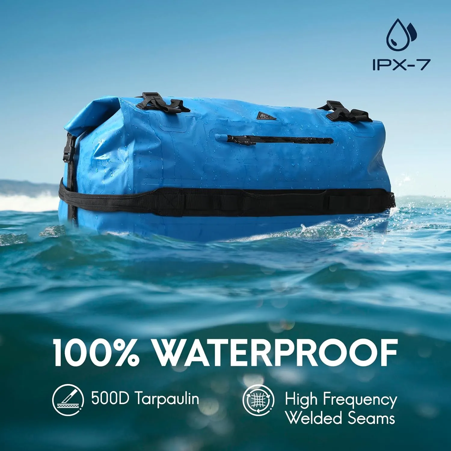 Haimont Large Waterproof Duffel Backpack Roll-Top Heavy Duty Dry Duffle Bag for Boating, Travel, Motorcycle, Kayaking, Camping, 60L