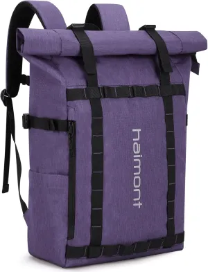 Haimont Roll-Top Bag 20l Travel Laptop Backpack, Durable & Water-Resistant Carry on Backpack for Women, Purple