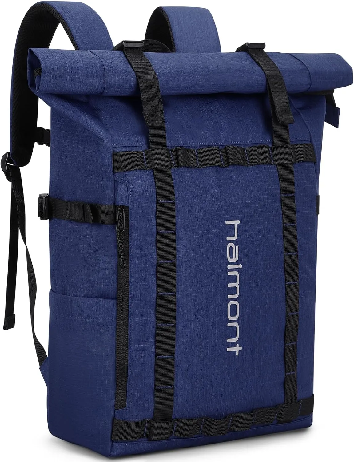 Haimont Roll Top Laptop Backpack Water Resistant Travel Casual Daypack Backpack for Outdoors Camping, Hiking, Unisex, 20L, Navy Blue