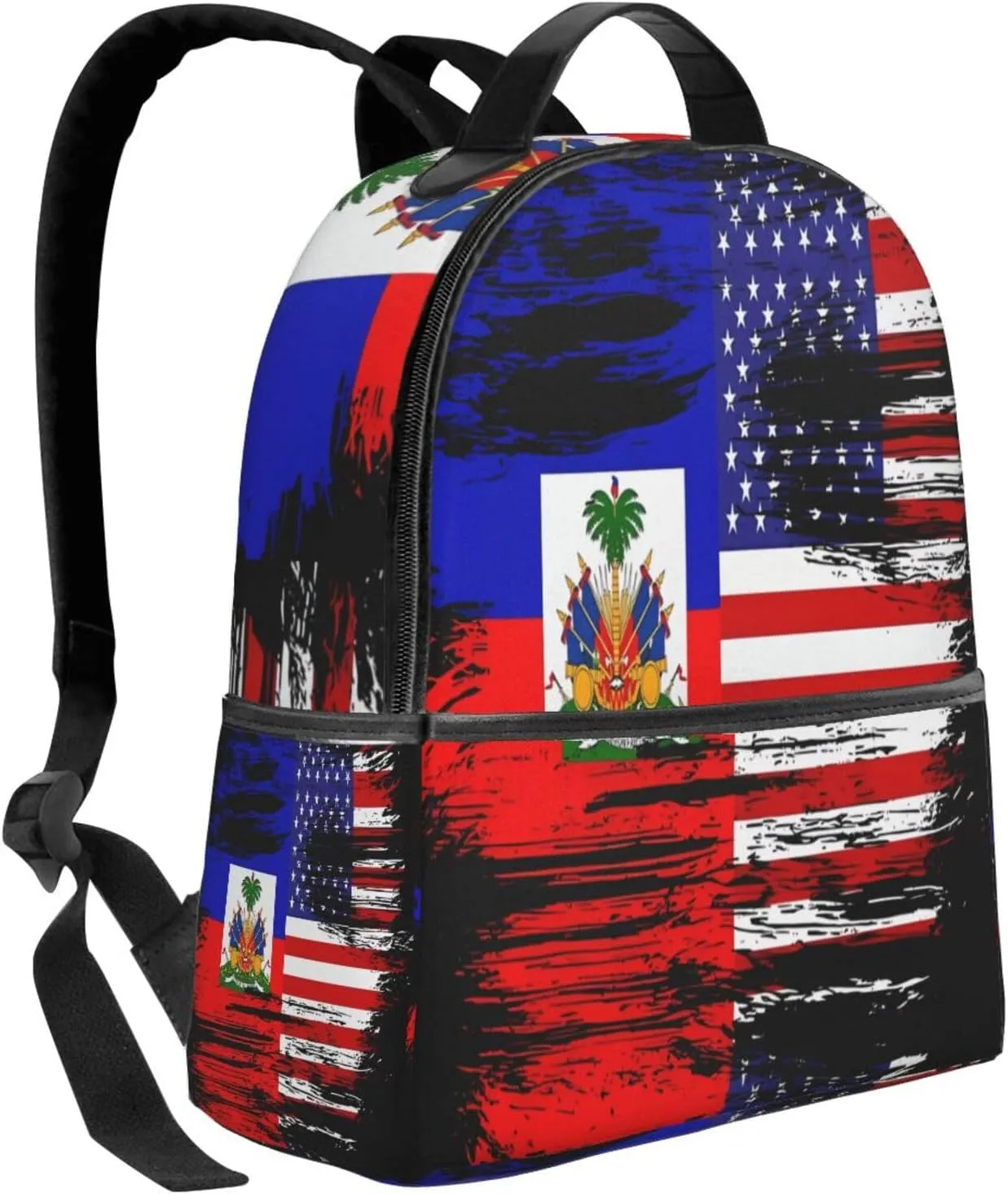 Haiti Haitian American Flag Casual Backpacks Laptop Backpack Carry-on Daypack Sports Travel Rucksack Lightweight Working Bag for Outdoor Hiking Cycling Walking