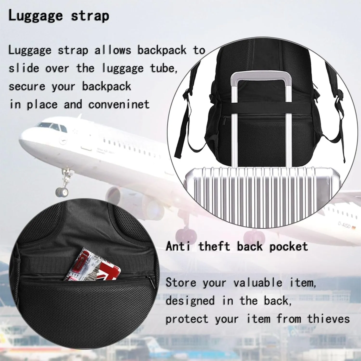 Haiti Haitian American Flag Travel Backpacks Casual Backpack Large Capacity Laptop Rucksack Luggage Daypacks with USB Charging Port Multi-Pockets Bags for Hiking