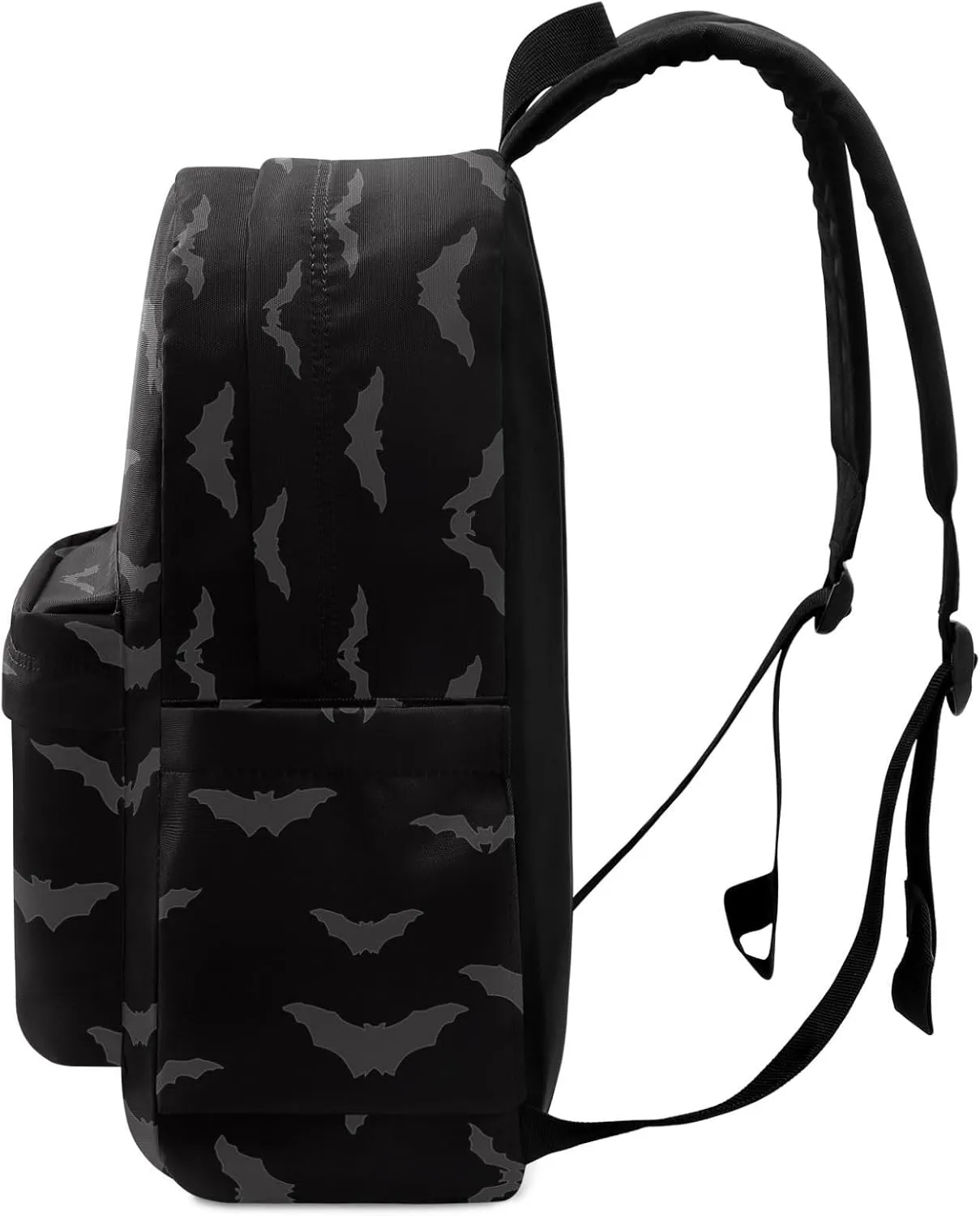 Halloween Dark Night Bats Large Canvas Backpack Durable Travel Shoulder Daypack for Unisex School Bookbag Beach Work Hiking Fit 16.5 Inch Notebook