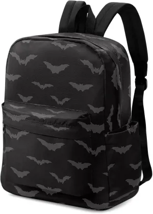 Halloween Dark Night Bats Large Canvas Backpack Durable Travel Shoulder Daypack for Unisex School Bookbag Beach Work Hiking Fit 16.5 Inch Notebook