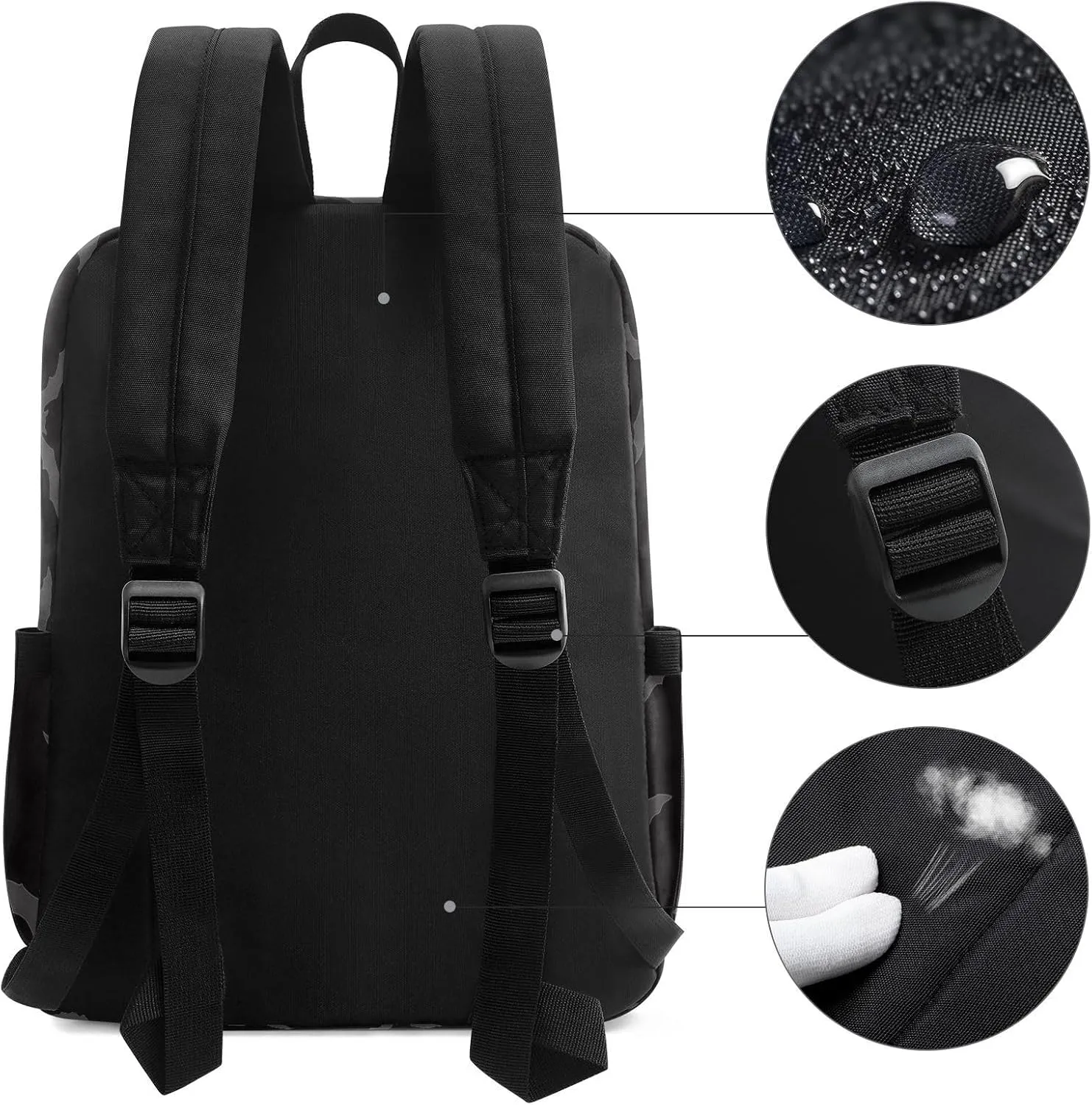 Halloween Dark Night Bats Large Canvas Backpack Durable Travel Shoulder Daypack for Unisex School Bookbag Beach Work Hiking Fit 16.5 Inch Notebook