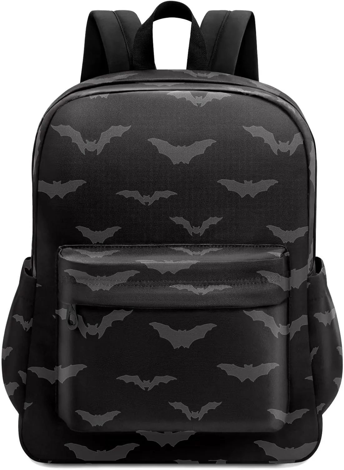 Halloween Dark Night Bats Large Canvas Backpack Durable Travel Shoulder Daypack for Unisex School Bookbag Beach Work Hiking Fit 16.5 Inch Notebook