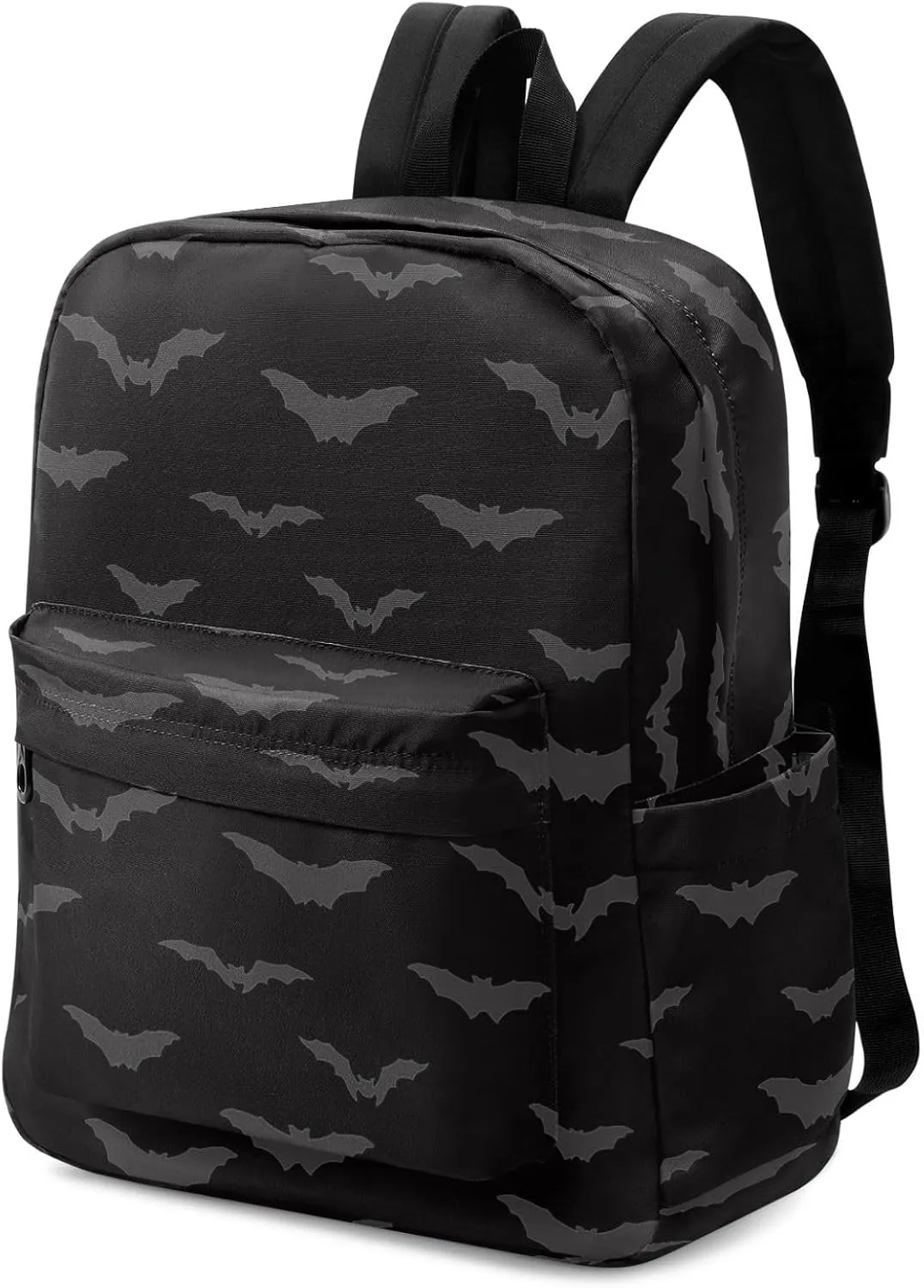 Halloween Dark Night Bats Large Canvas Backpack Durable Travel Shoulder Daypack for Unisex School Bookbag Beach Work Hiking Fit 16.5 Inch Notebook