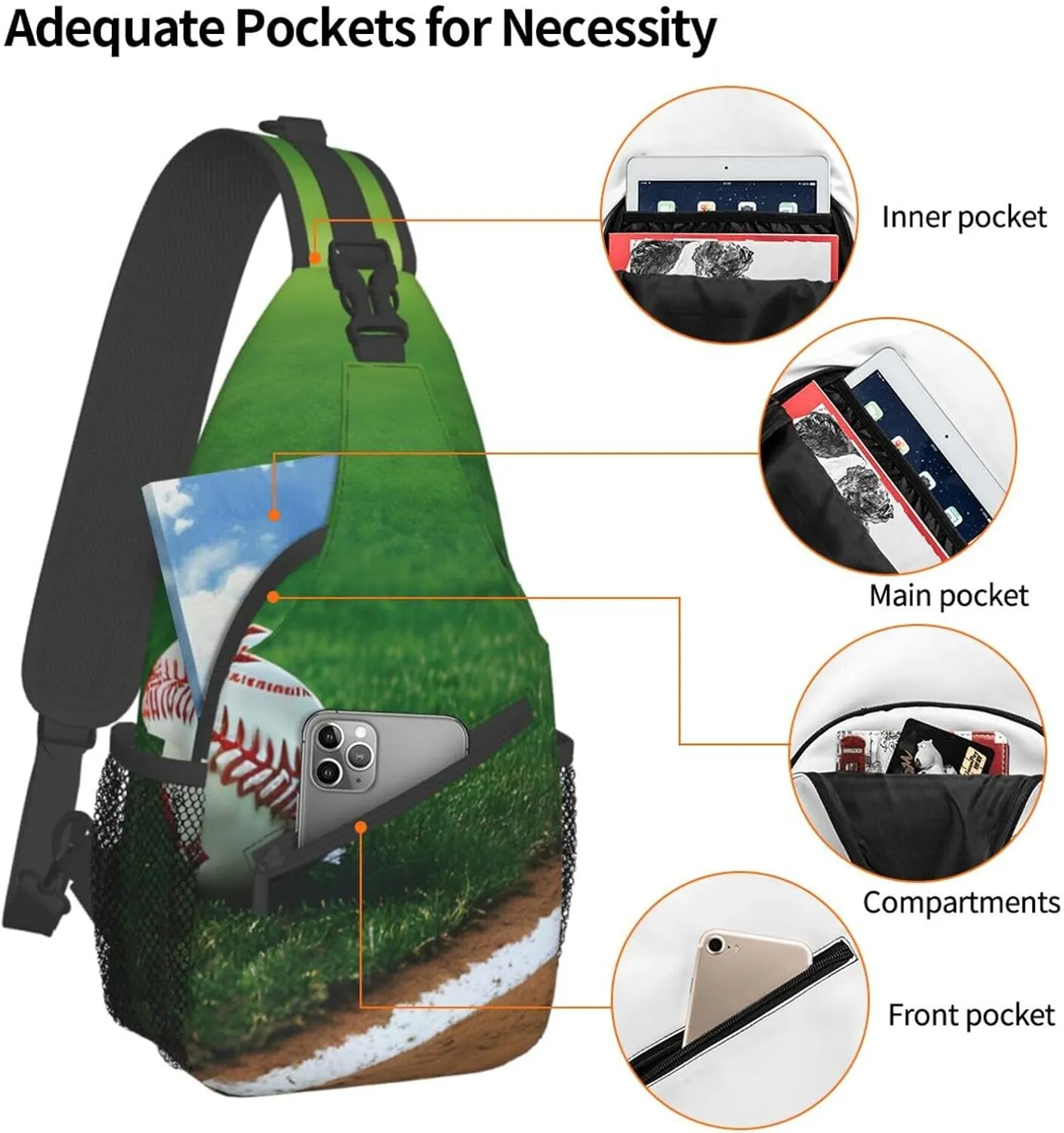 Halloween Flying Bats 1 Printed Canvas Sling Bag Crossbody Backpack, Hiking Daypack Chest Bag For Women Men