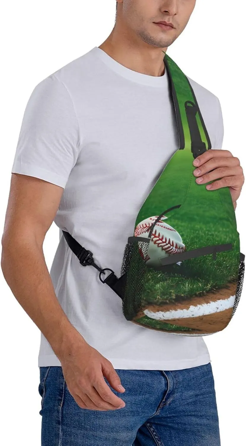 Halloween Flying Bats 1 Printed Canvas Sling Bag Crossbody Backpack, Hiking Daypack Chest Bag For Women Men