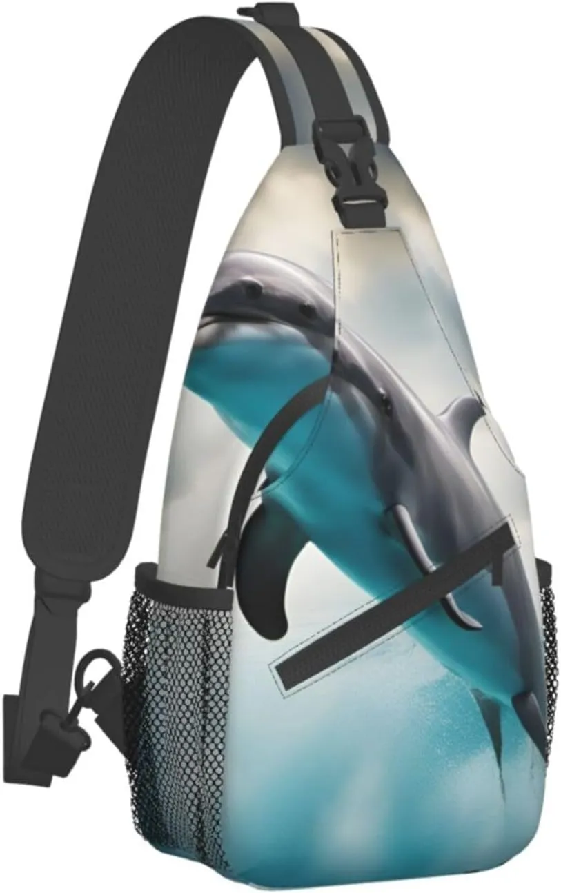 Halloween Flying Bats 1 Printed Canvas Sling Bag Crossbody Backpack, Hiking Daypack Chest Bag For Women Men