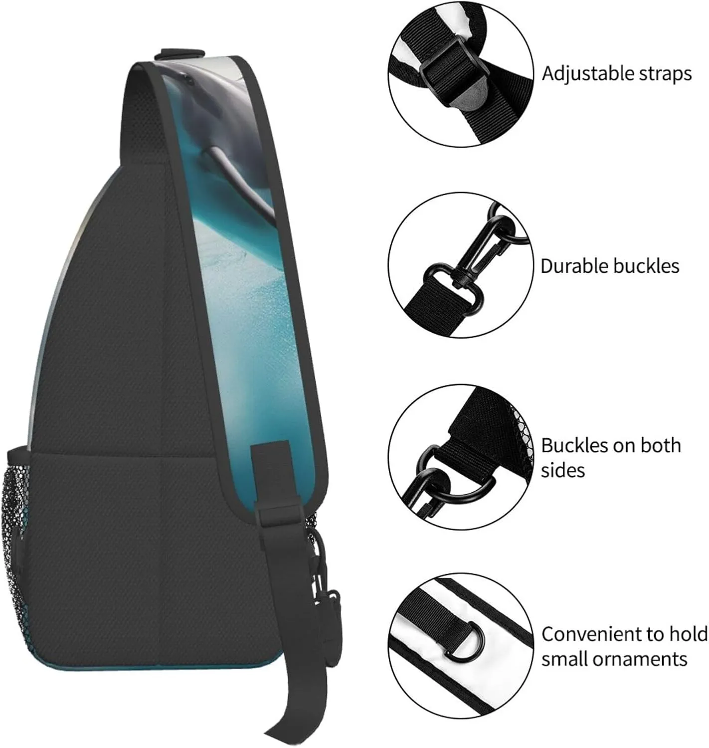 Halloween Flying Bats 1 Printed Canvas Sling Bag Crossbody Backpack, Hiking Daypack Chest Bag For Women Men