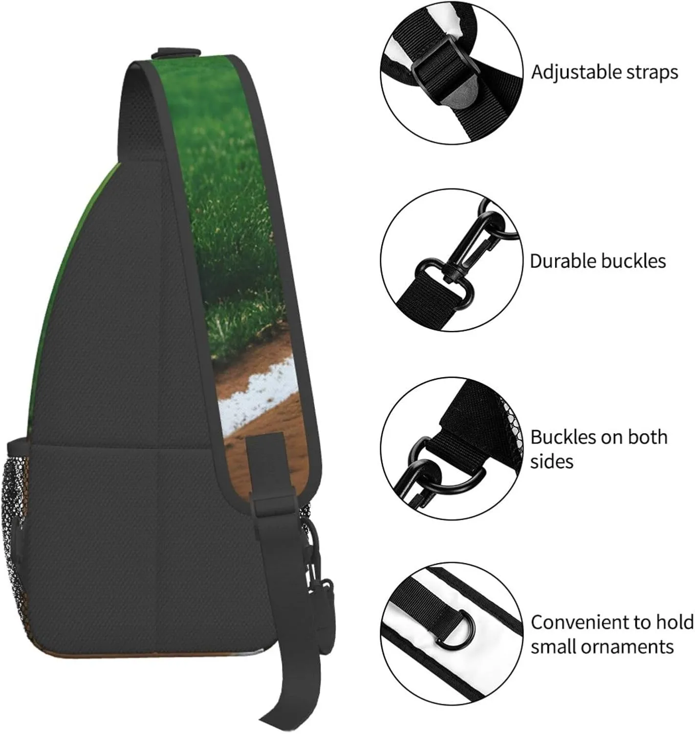 Halloween Flying Bats 1 Printed Canvas Sling Bag Crossbody Backpack, Hiking Daypack Chest Bag For Women Men