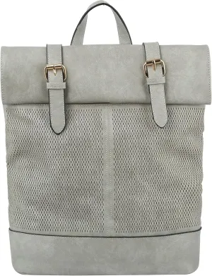 Handbag Republic Fashion Laser Cut Roll up Daily School Casual Travel Backpack (Light Grey)