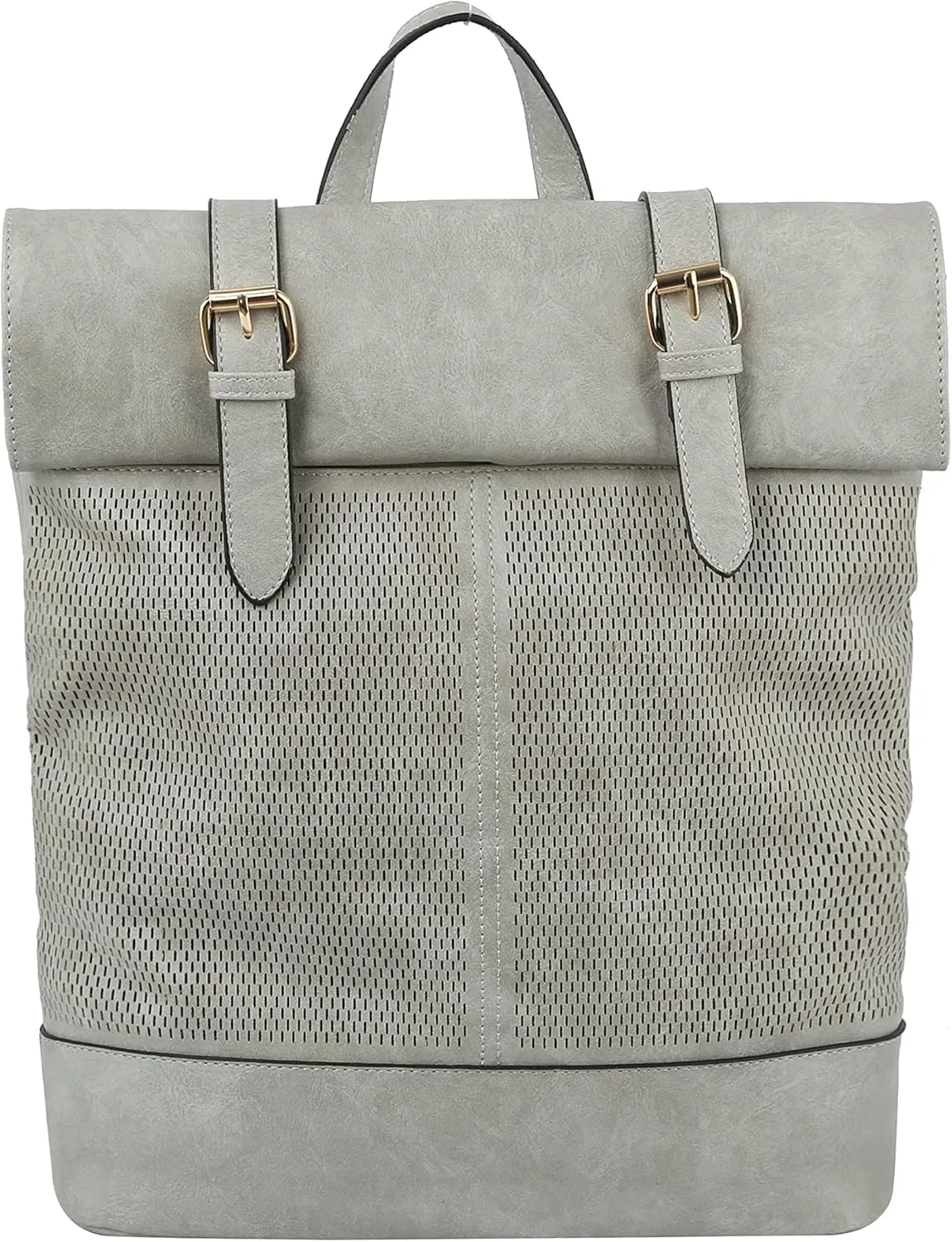 Handbag Republic Fashion Laser Cut Roll up Daily School Casual Travel Backpack (Light Grey)