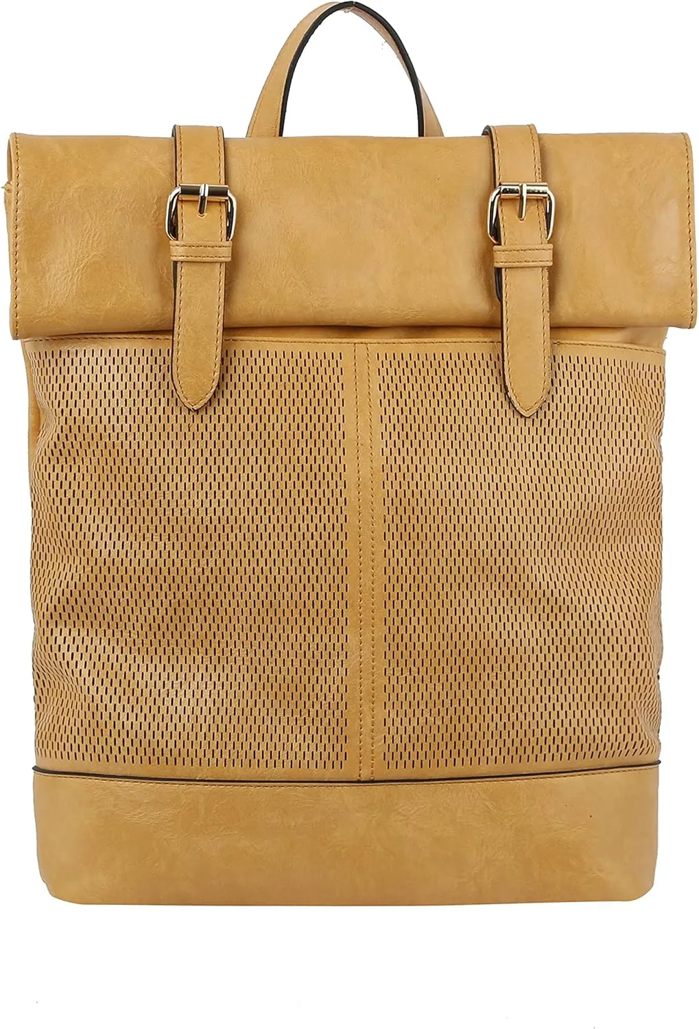 Handbag Republic Fashion Laser Cut Roll up Daily School Casual Travel Backpack (Tan)