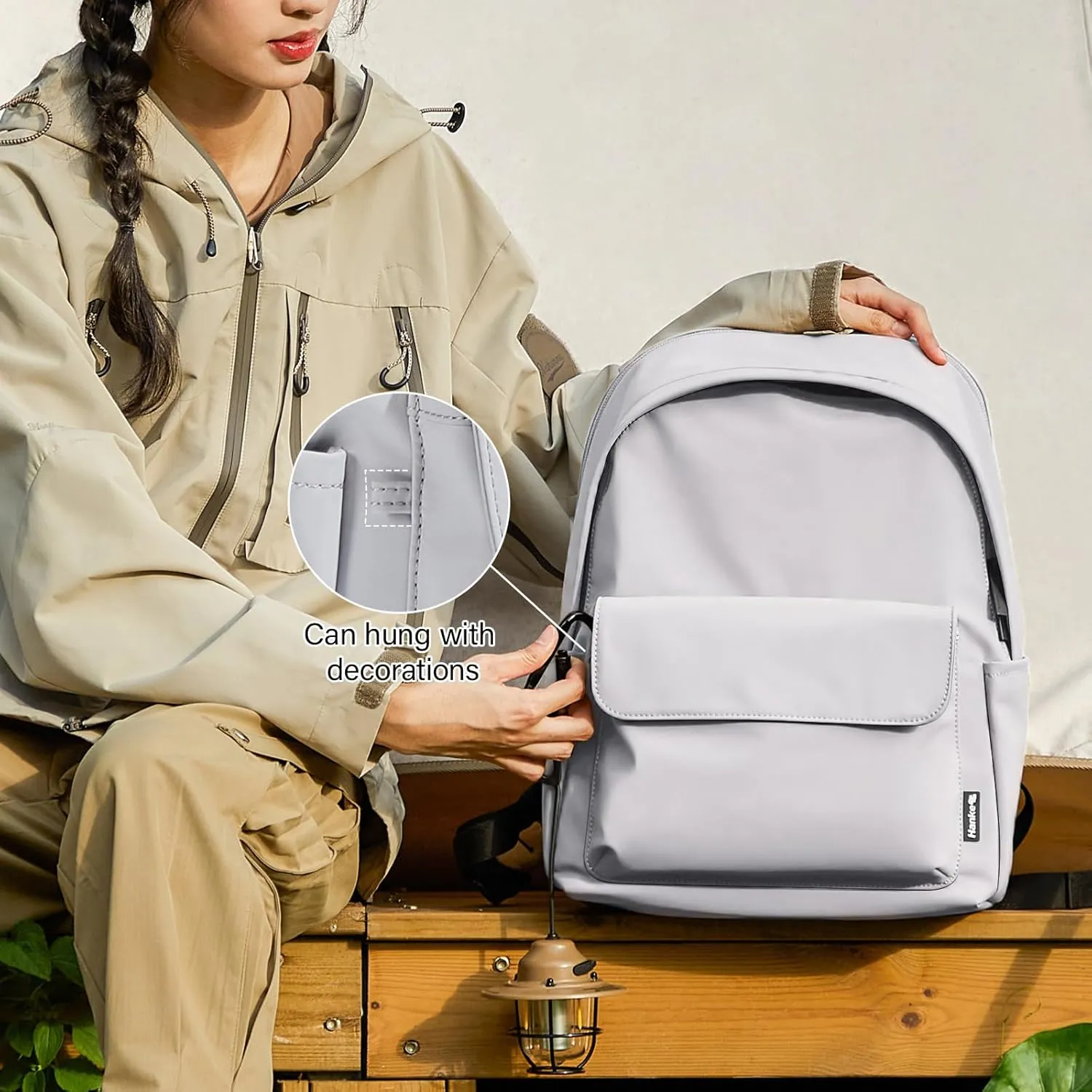 Hanke Casual Backpacks Travel Backpack for Women & Men, Lightweight Carry On Backpack for Work, Hiking wiht Unique Comfort Design (Off White)