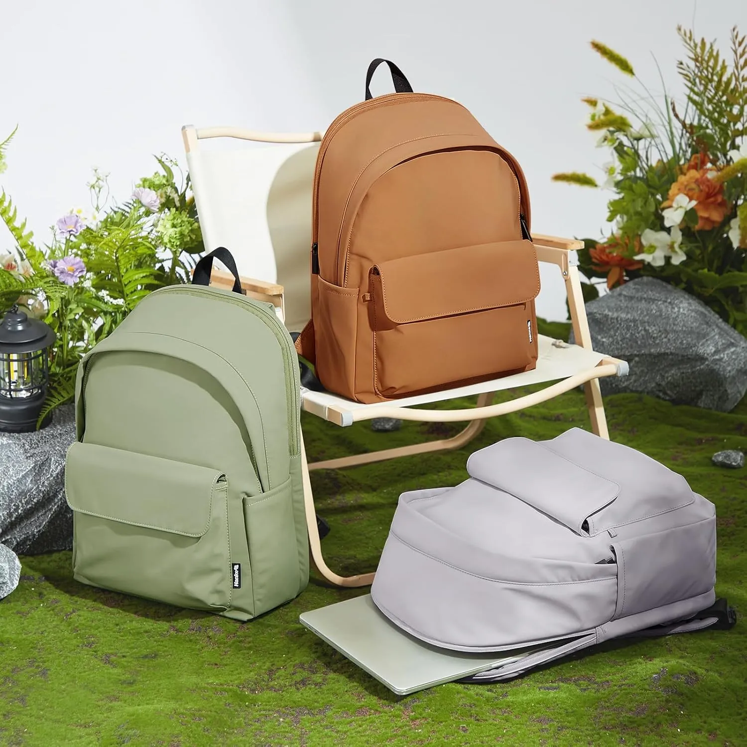 Hanke Casual Backpacks Travel Backpack for Women & Men, Lightweight Carry On Backpack for Work, Hiking wiht Unique Comfort Design (Off White)