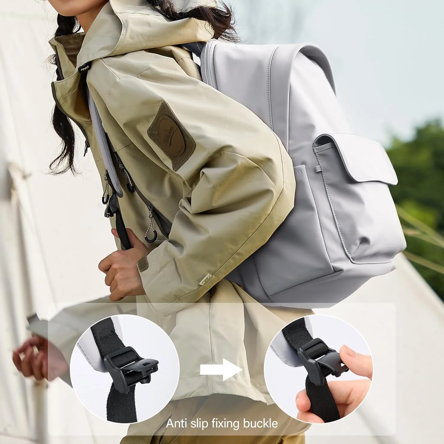 Hanke Casual Backpacks Travel Backpack for Women & Men, Lightweight Carry On Backpack for Work, Hiking wiht Unique Comfort Design (Off White)