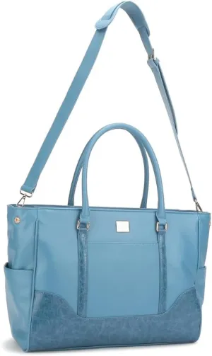 HARE & ROSE 24/7 Weekender/Global Shopper Vegan Leather Women’s Handbag, colour Elemental Blue, Purse with Adjustable Shoulder Strap, Top Handle