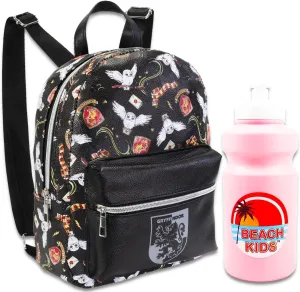 Harry Potter Mini Backpack for Women - 10” Faux Leather Harry Potter Gryffindor Backpack with Front Pocket Plus Bookmark | Harry Potter Backpack Purse Bundle