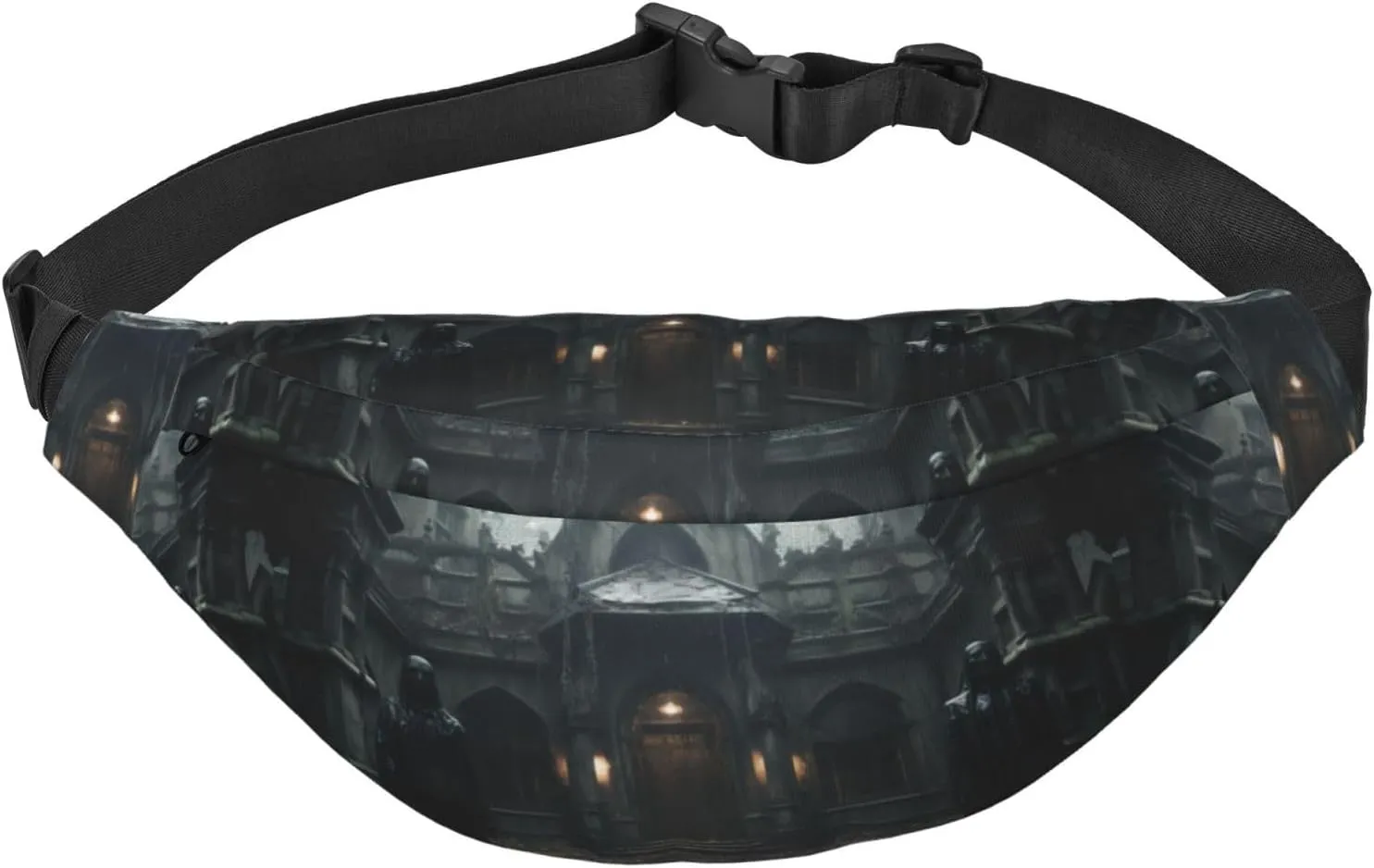 Haunted Mansions Large Crossbody Fanny Pack With 3-Zipper Pockets, For Traveling Running Casual Wallets Waist Pack