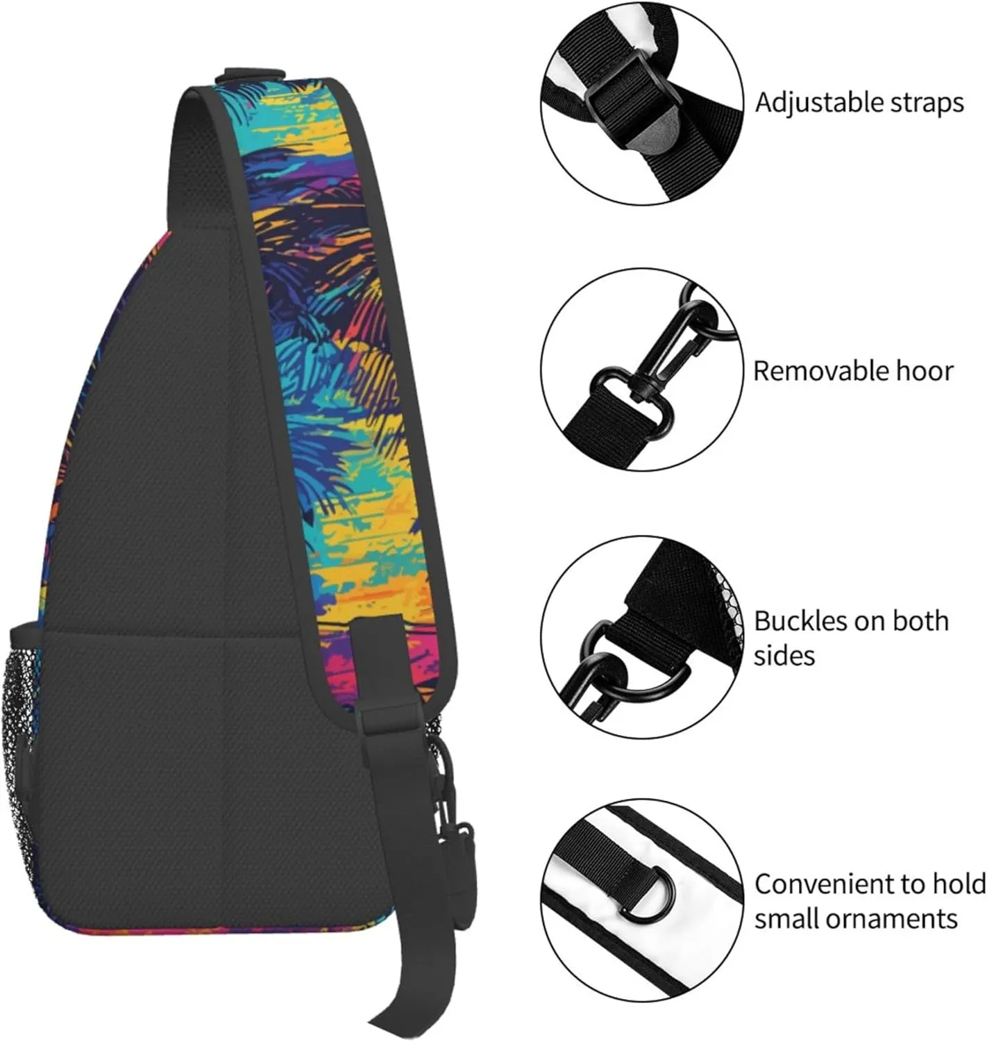 Hawaii Summer Tropical Sling Backpack Crossbody Bag, Chest Bag Daypack for Outdoors Hiking Traveling