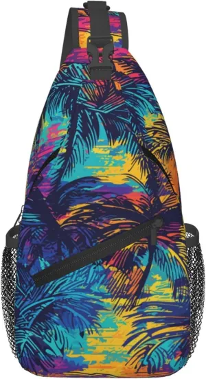 Hawaii Summer Tropical Sling Backpack Crossbody Bag, Chest Bag Daypack for Outdoors Hiking Traveling