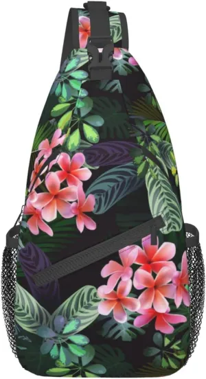 Hawaii Tropical Flower Sling Backpack, Multipurpose Crossbody Chest Bag Shoulder Bag Travel Hiking Daypack for Men Women