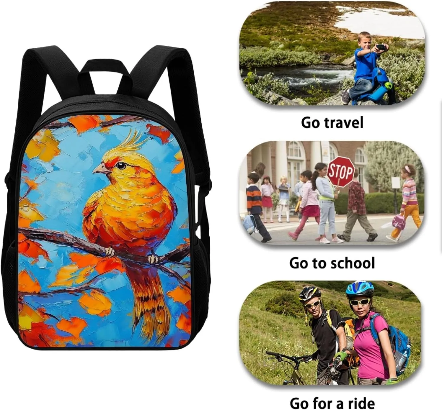 Hawapod Golden Pheasant Backpacks For Youth Animal School Playing Cartoon Boy Girl Gift Double Strap Shoulder Bag School Bag