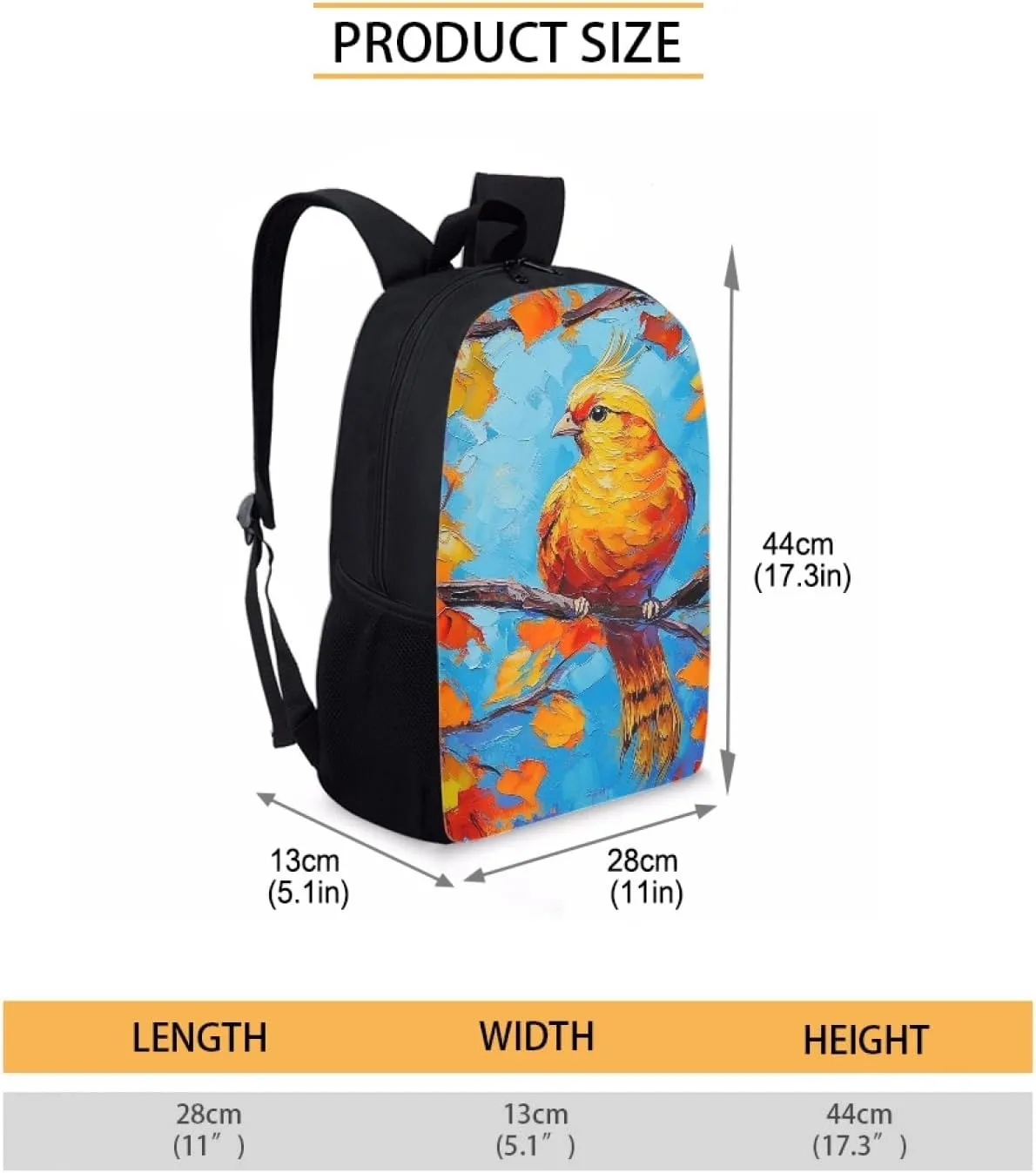 Hawapod Golden Pheasant Backpacks For Youth Animal School Playing Cartoon Boy Girl Gift Double Strap Shoulder Bag School Bag