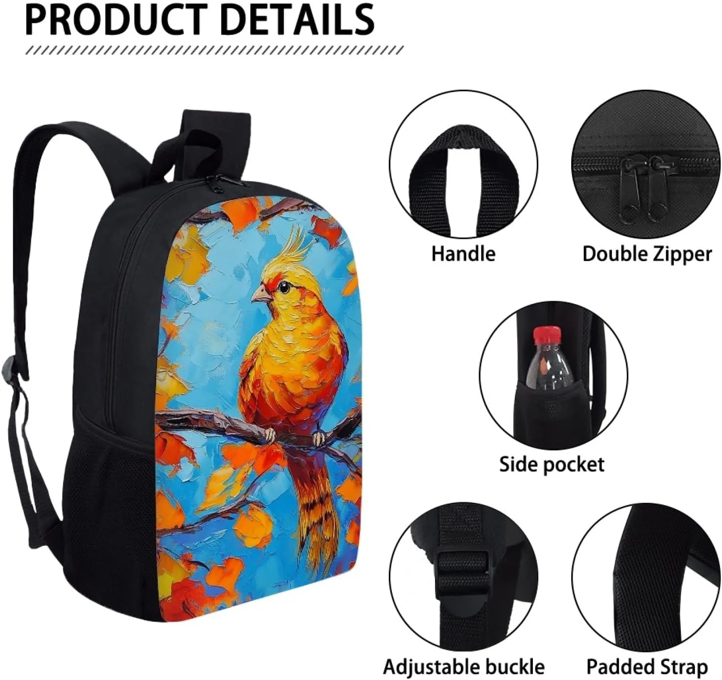 Hawapod Golden Pheasant Backpacks For Youth Animal School Playing Cartoon Boy Girl Gift Double Strap Shoulder Bag School Bag