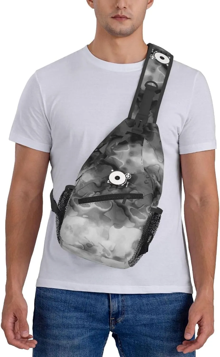 Headphones Record Disc Platter Disk Dj Play Vinyl Sling Bag Crossbody Backpack Shoulder Casual Daypack Bag for Men Women