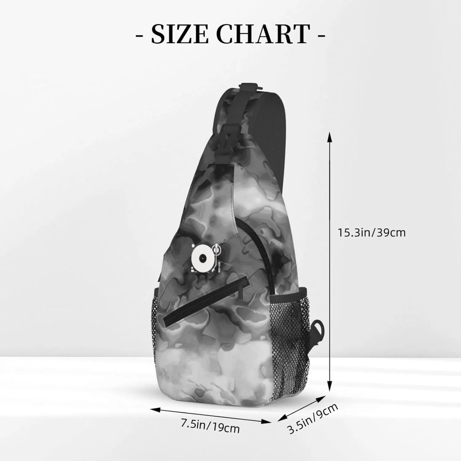 Headphones Record Disc Platter Disk Dj Play Vinyl Sling Bag Crossbody Backpack Shoulder Casual Daypack Bag for Men Women