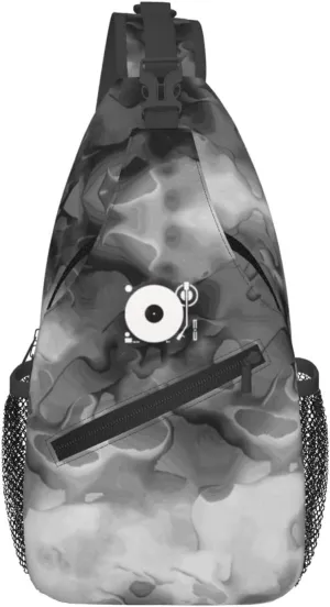 Headphones Record Disc Platter Disk Dj Play Vinyl Sling Bag Crossbody Backpack Shoulder Casual Daypack Bag for Men Women