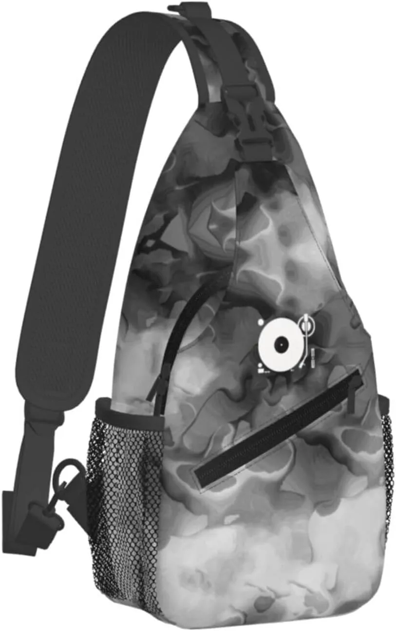 Headphones Record Disc Platter Disk Dj Play Vinyl Sling Bag Crossbody Backpack Shoulder Casual Daypack Bag for Men Women
