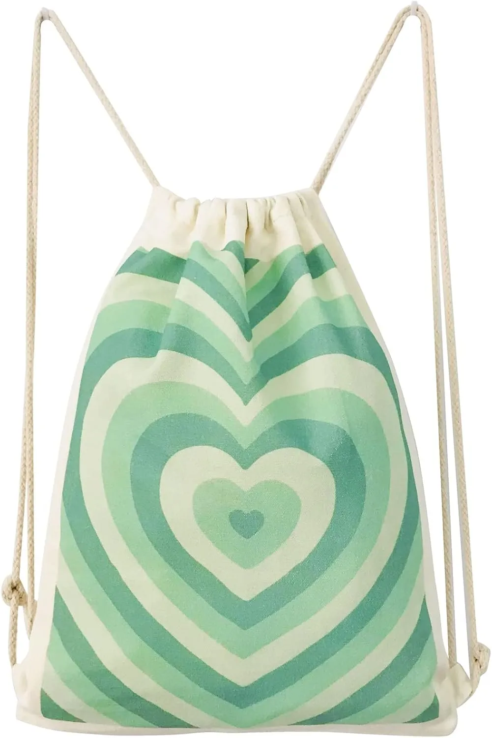 Heart Drawstring Backpack Cotton Canvas Drawstring Bag for Women Gift Gym Draw String Bag Aesthetic Heart Backpack Sport Sack Bag Beach Travel Sackpack
