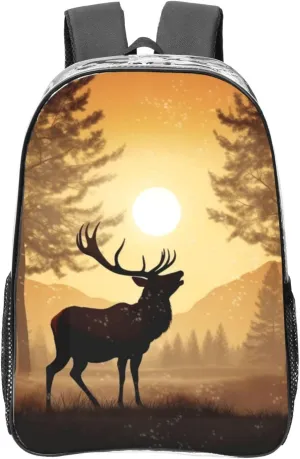 Heavy Duty Clear Backpack for Women Men PVC Transparent College Bag 16 inch Elk Artwork Casual Daypack