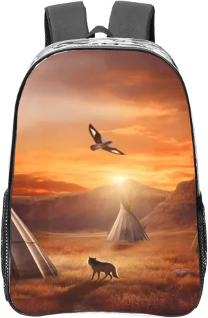 Heavy Duty Clear Backpack for Women Men PVC Transparent College Bag 16 inch Native American Tribes Casual Daypack