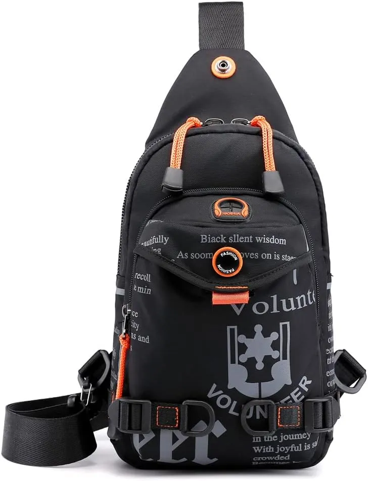Hebetag Leather Sling Bag Crossbody Backpack for Men Women Travel Outdoor Camping