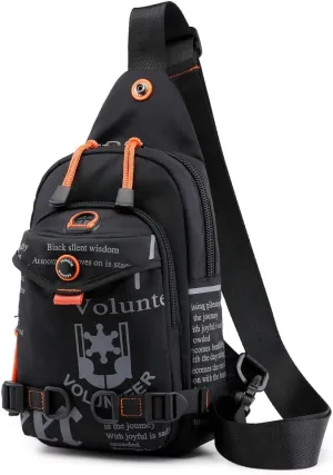 Hebetag Leather Sling Bag Crossbody Backpack for Men Women Travel Outdoor Camping
