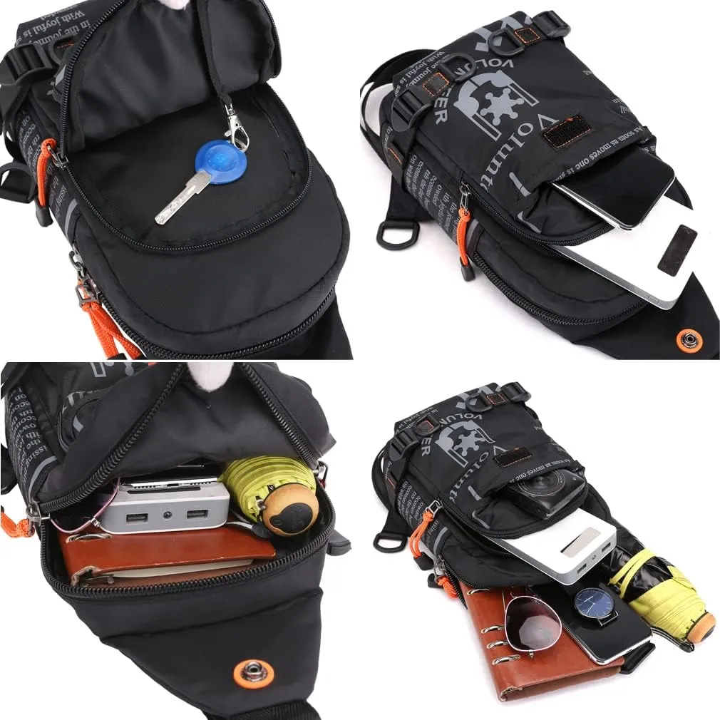 Hebetag Leather Sling Bag Crossbody Backpack for Men Women Travel Outdoor Camping