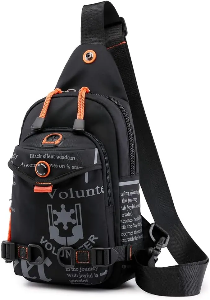 Hebetag Leather Sling Bag Crossbody Backpack for Men Women Travel Outdoor Camping
