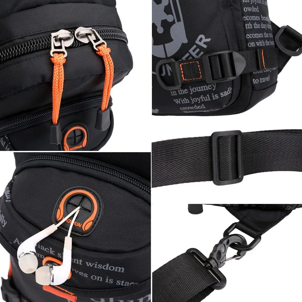 Hebetag Leather Sling Bag Crossbody Backpack for Men Women Travel Outdoor Camping