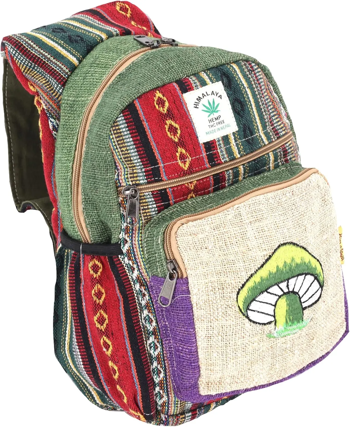 Hemp Sling Backpack Hippie Backpack Festival Backpack Hiking Backpack 100% Hemp| Crossbody Bag FAIR TRADE Handmade with Love., Green